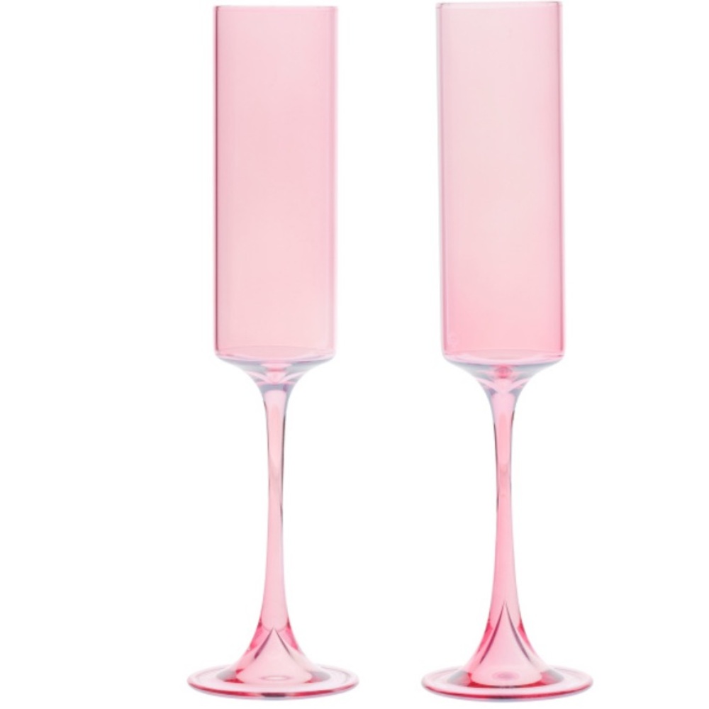 💖🌸Set Of 2 Rachel Zoe Luster Glass Champagne Flutes